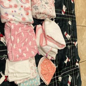 Assorted Baby Blankets and Burp Cloths